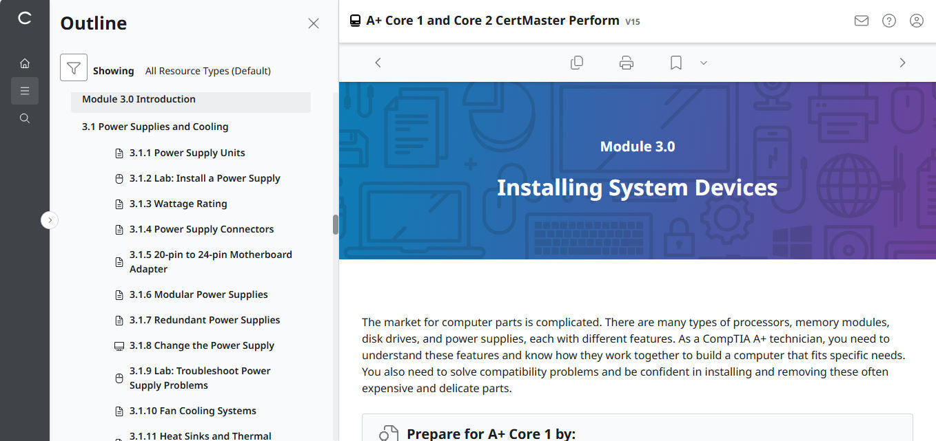 🛒特別オファー - CompTIA A+ Core 1 &amp; 2 CertMaster Perform (V15) (4ヶ月アクセス)