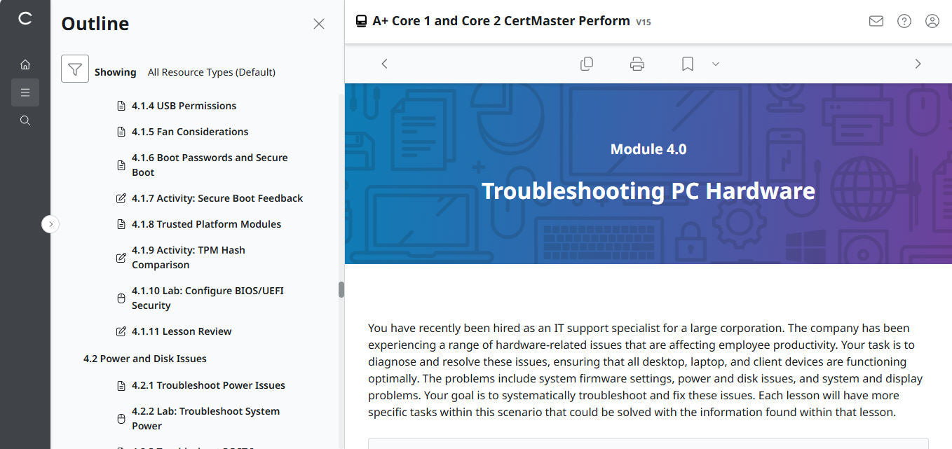 🛒特別オファー - CompTIA A+ Core 1 &amp; 2 CertMaster Perform (V15) (4ヶ月アクセス)