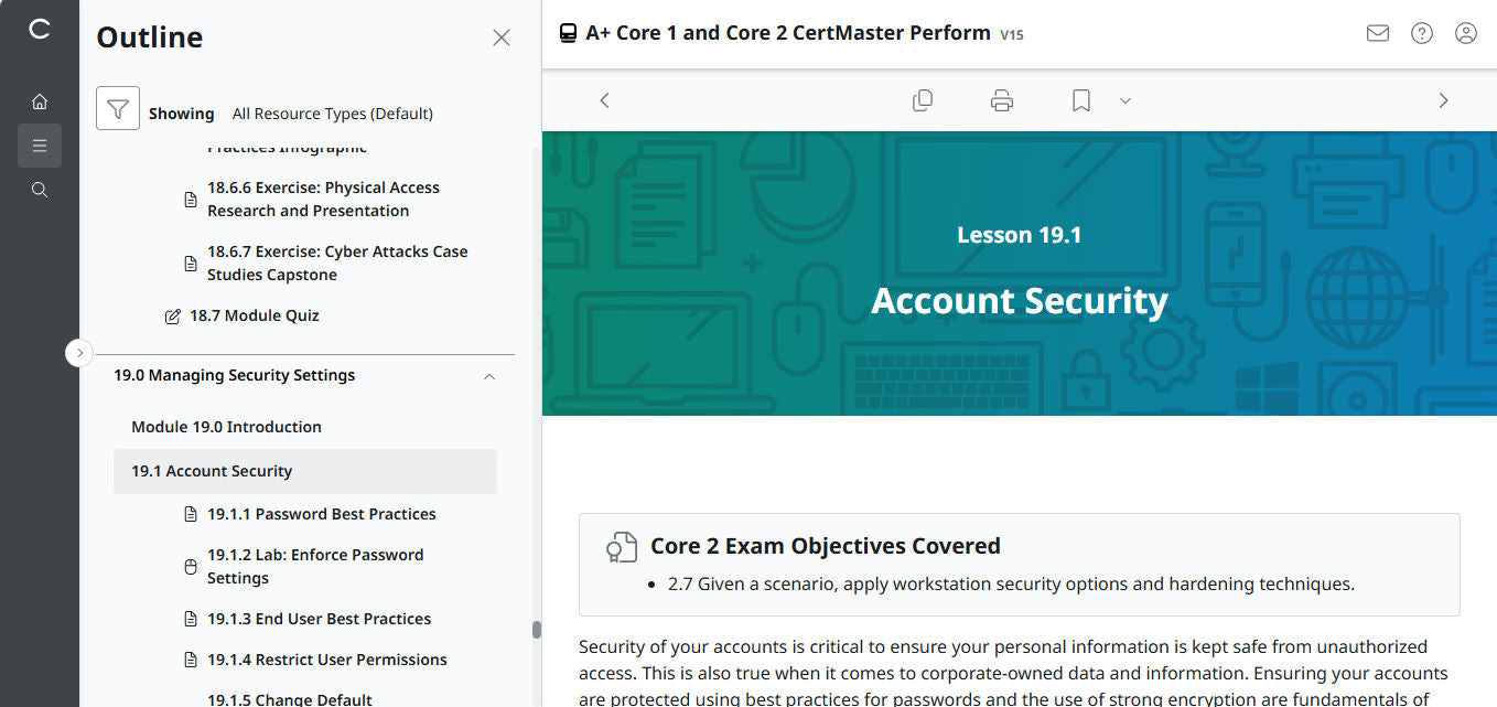 🛒特別オファー - CompTIA A+ Core 1 &amp; 2 CertMaster Perform (V15) (4ヶ月アクセス)