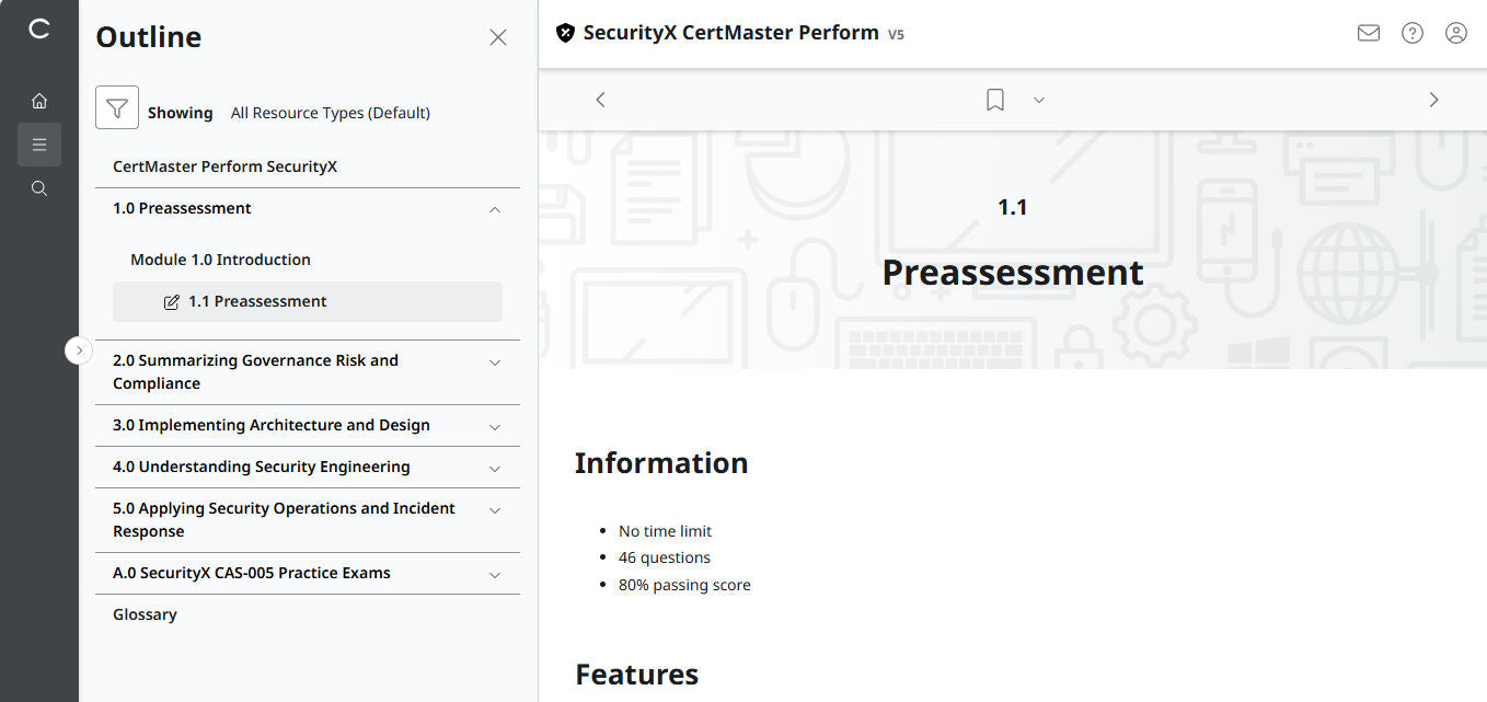 CompTIA CertMaster Perform – SecurityX CASP+ CAS-005 個人ライセンス